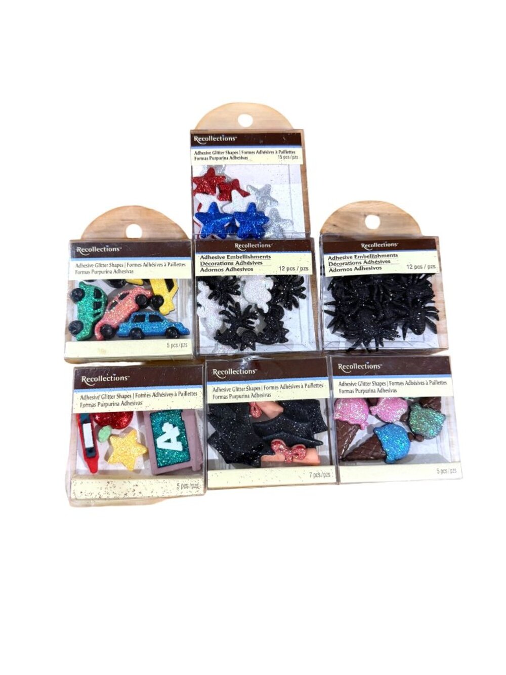 Recollections Adhesive Glitter Shapes Halloween Bat Spiders USA Stars School Car